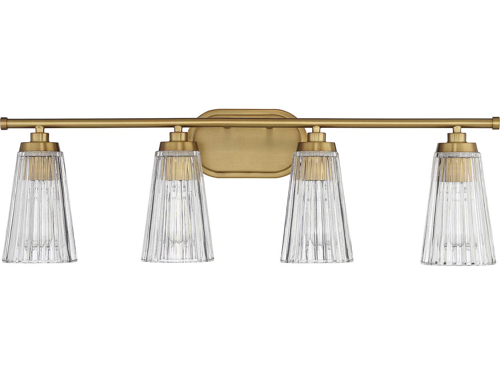 Savoy House Chantilly 4-Light Warm Brass Glass Vanity Light