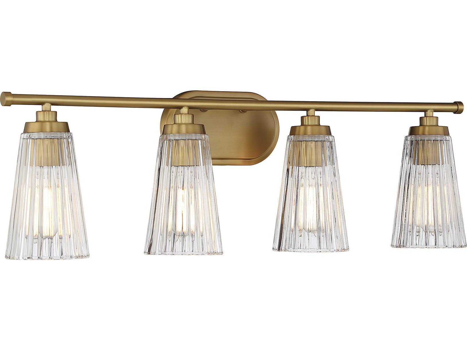 Savoy House Chantilly 4-Light Warm Brass Glass Vanity Light