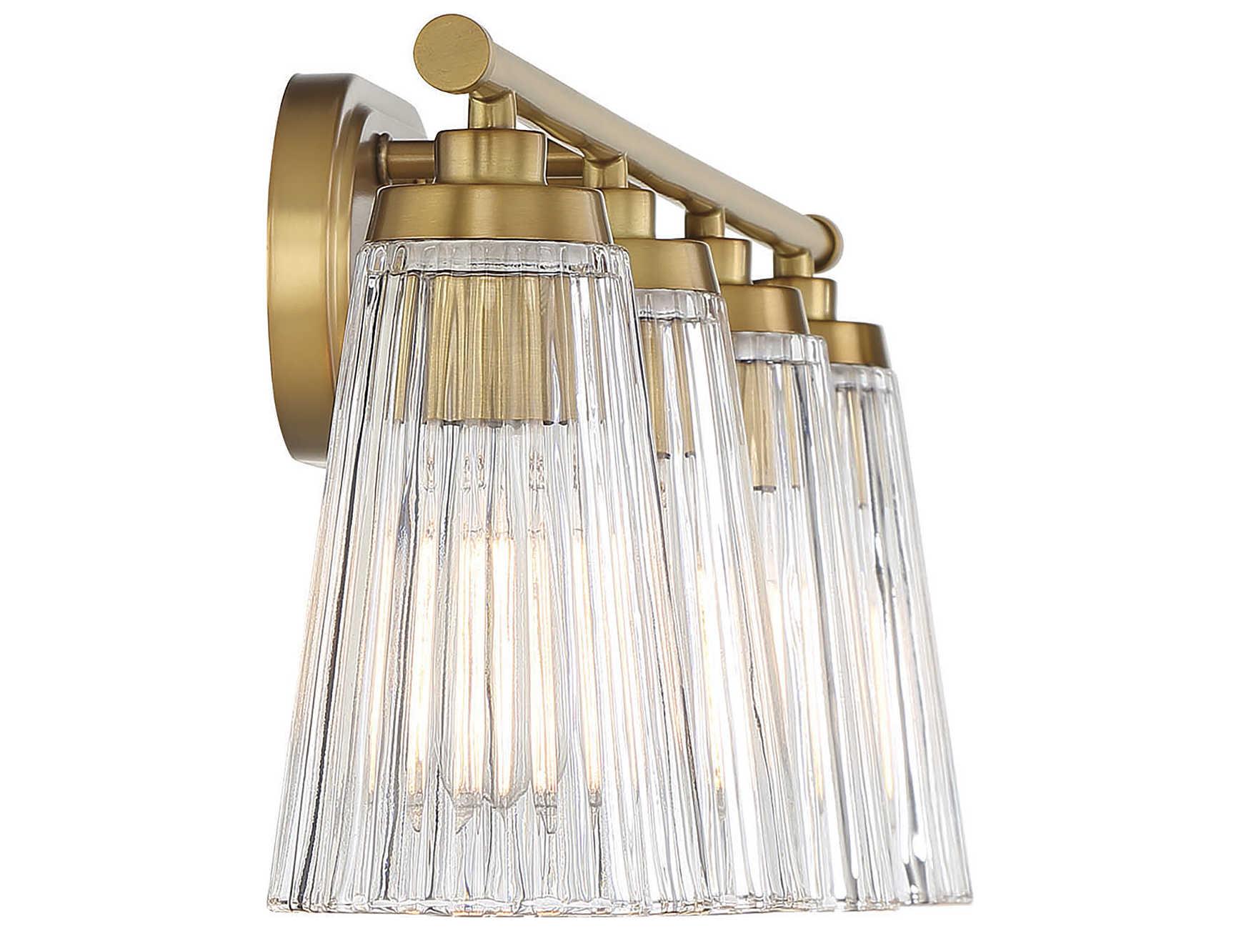 Savoy House Chantilly 4-Light Warm Brass Glass Vanity Light
