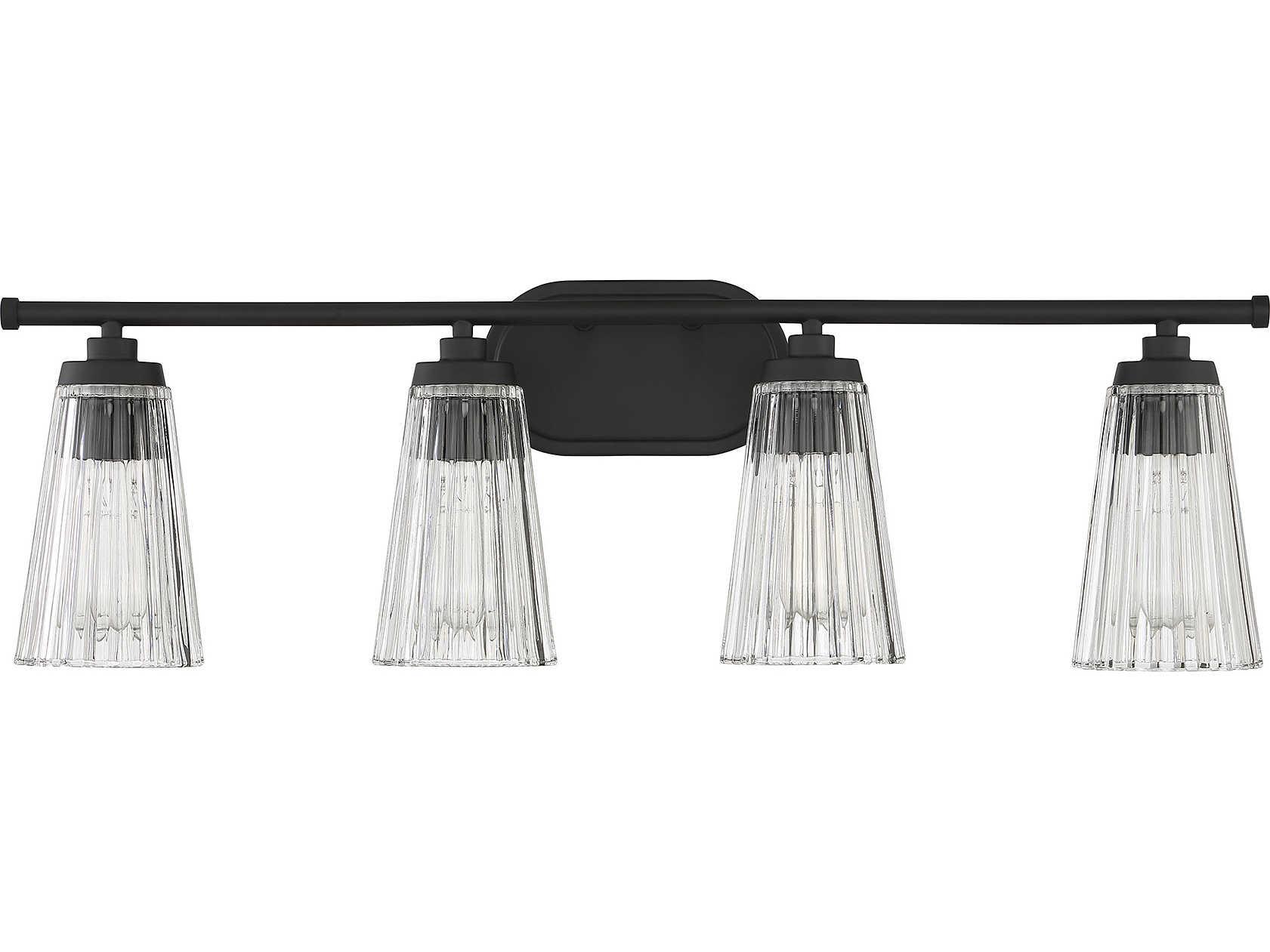 Savoy House Chantilly 4-Light Matte Black Glass Vanity Light