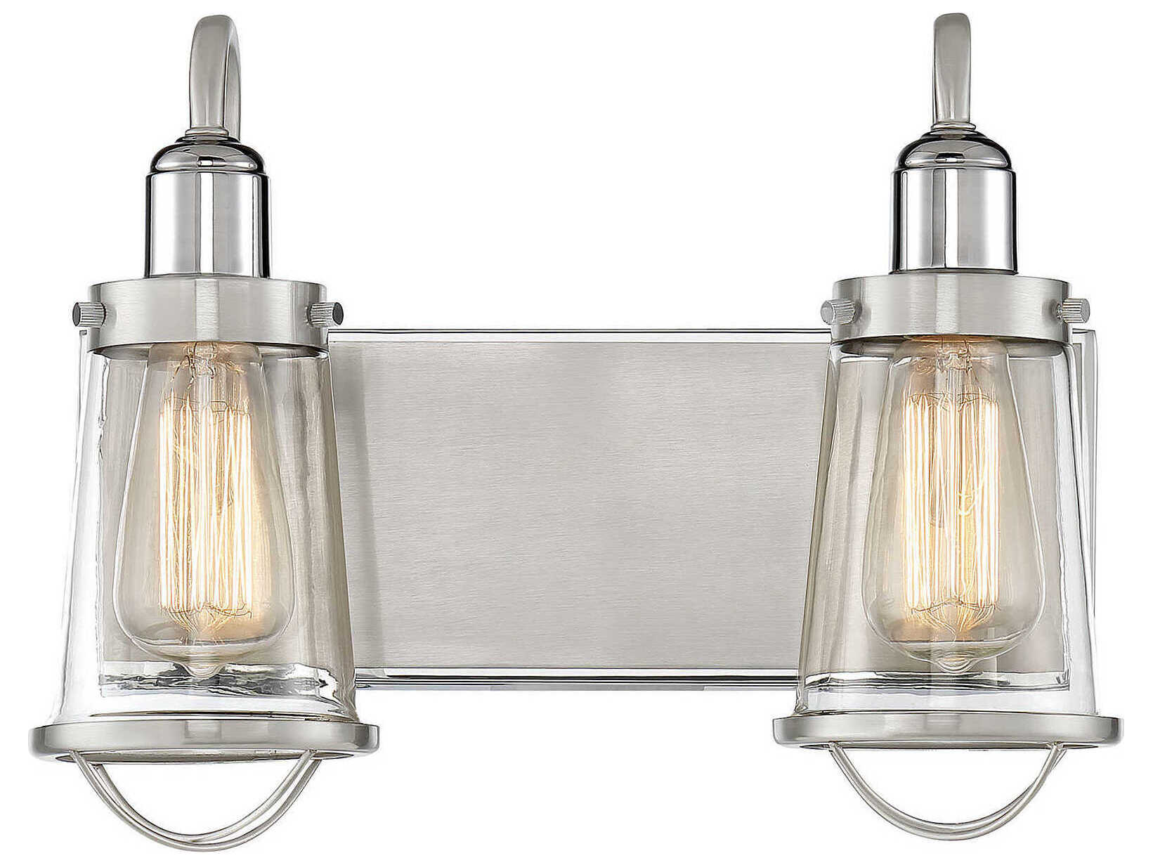 Savoy House Lansing 2-Light Satin Nickel Polished Glass Vanity Light