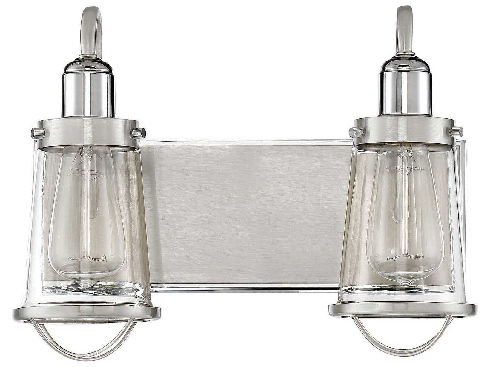 Savoy House Lansing 2-Light Satin Nickel Polished Glass Vanity Light