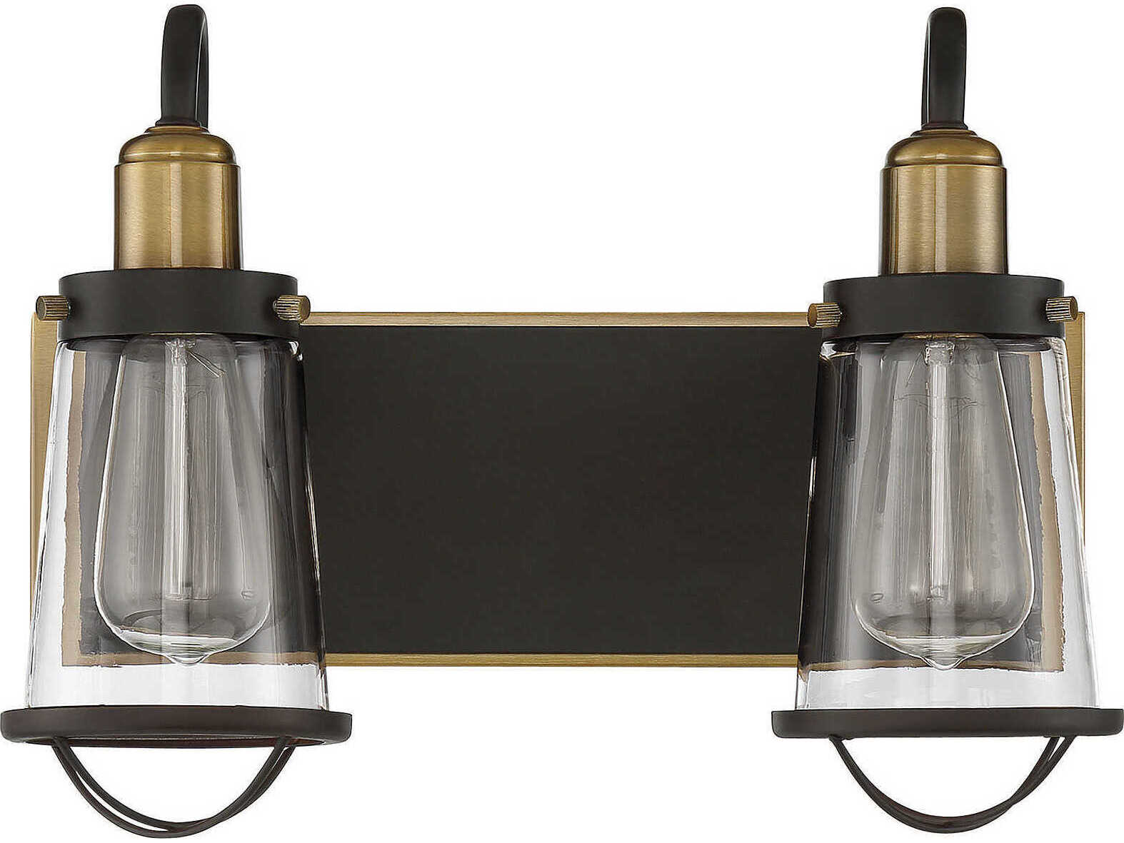 Savoy House Lansing 2-Light English Bronze Warm Brass Glass Vanity Light