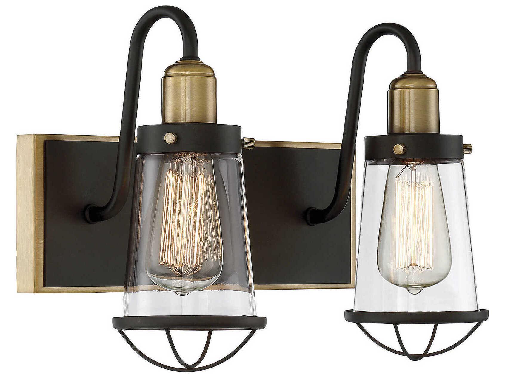 Savoy House Lansing 2-Light English Bronze Warm Brass Glass Vanity Light