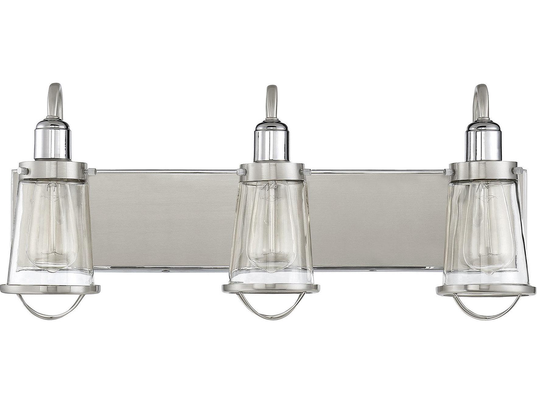 Savoy House Lansing 3-Light Satin Nickel Polished Glass Vanity Light