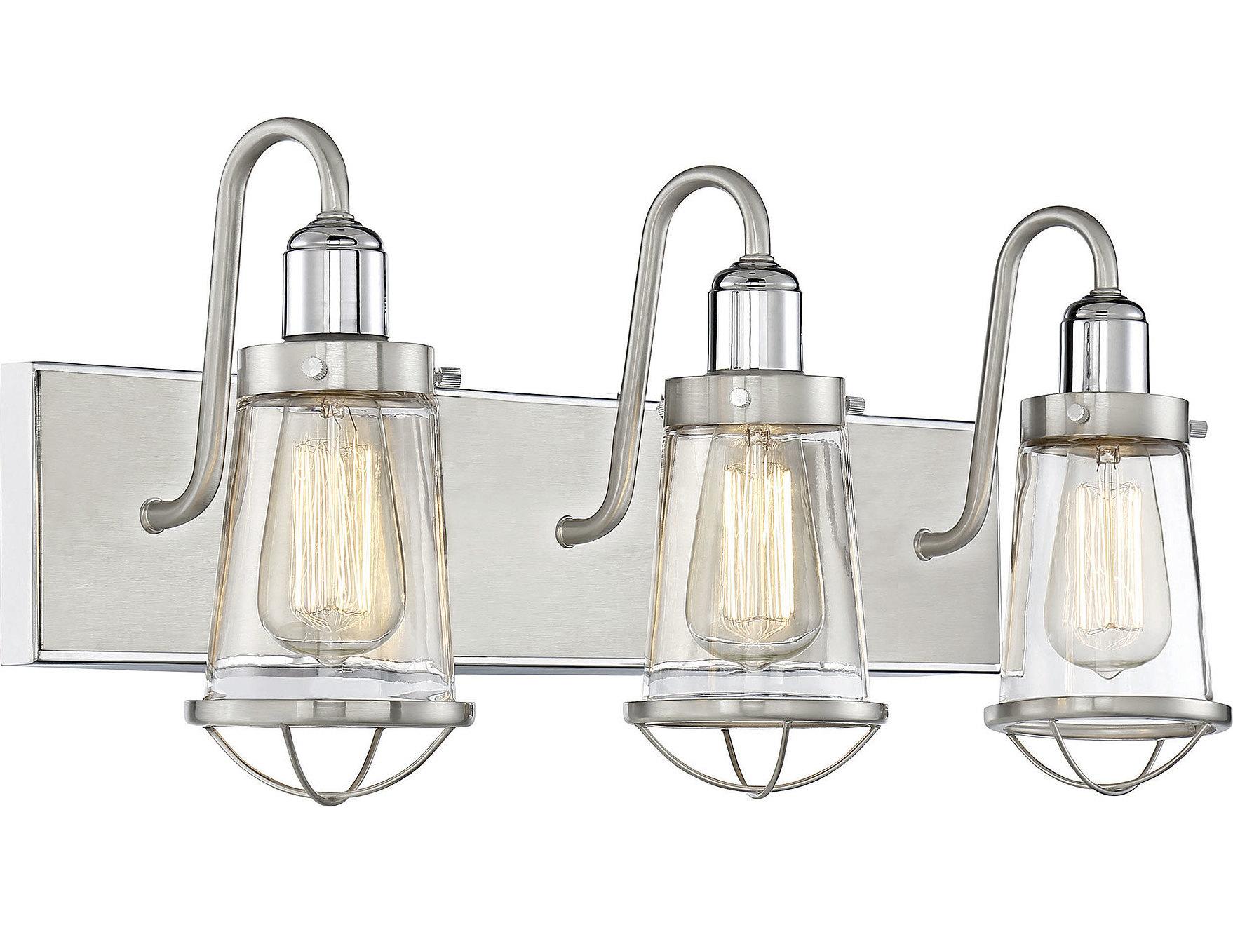 Savoy House Lansing 3-Light Satin Nickel Polished Glass Vanity Light