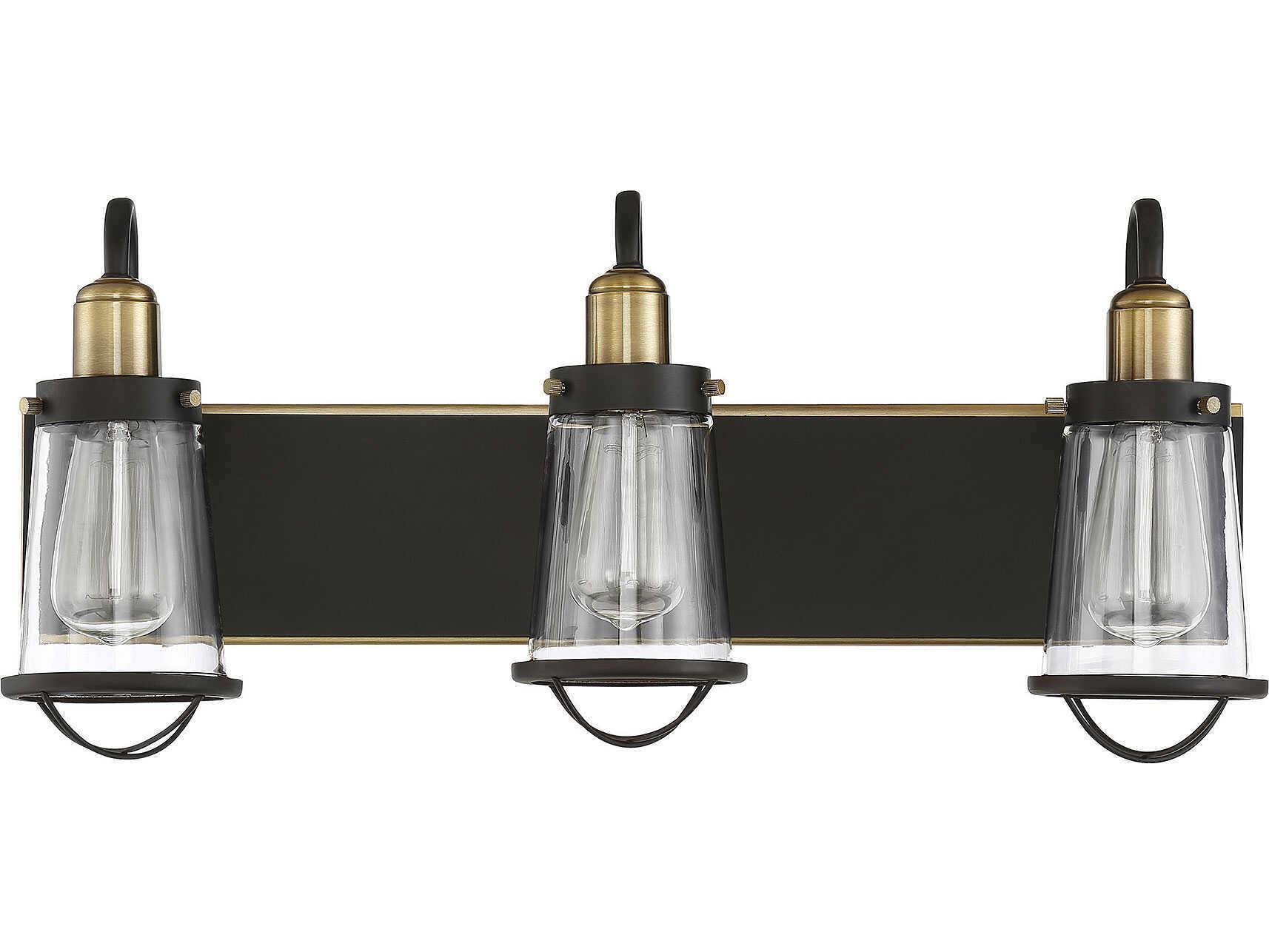 Savoy House Lansing 3-Light English Bronze Warm Brass Glass Vanity Light