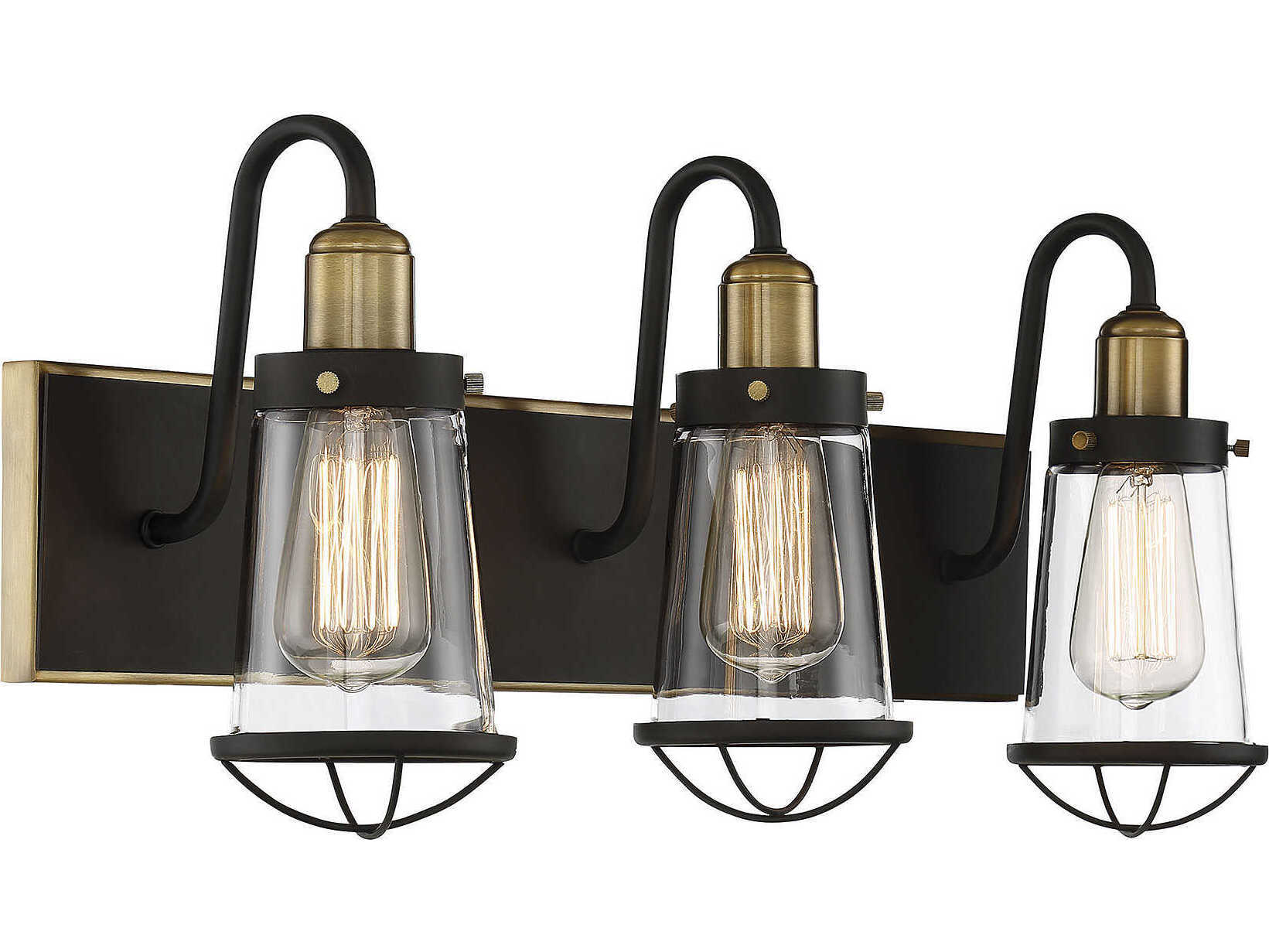 Savoy House Lansing 3-Light English Bronze Warm Brass Glass Vanity Light