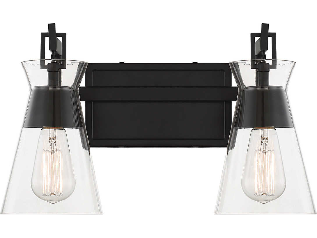 Savoy House Lakewood 2-Light Matte Black Glass Vanity Light