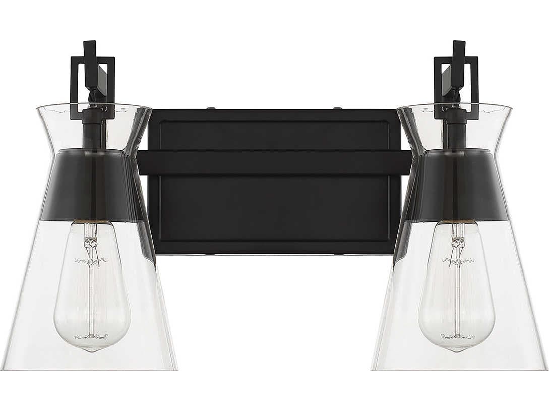 Savoy House Lakewood 2-Light Matte Black Glass Vanity Light