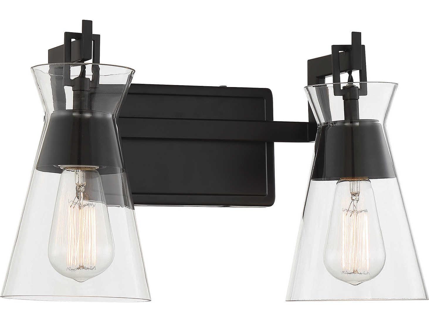 Savoy House Lakewood 2-Light Matte Black Glass Vanity Light