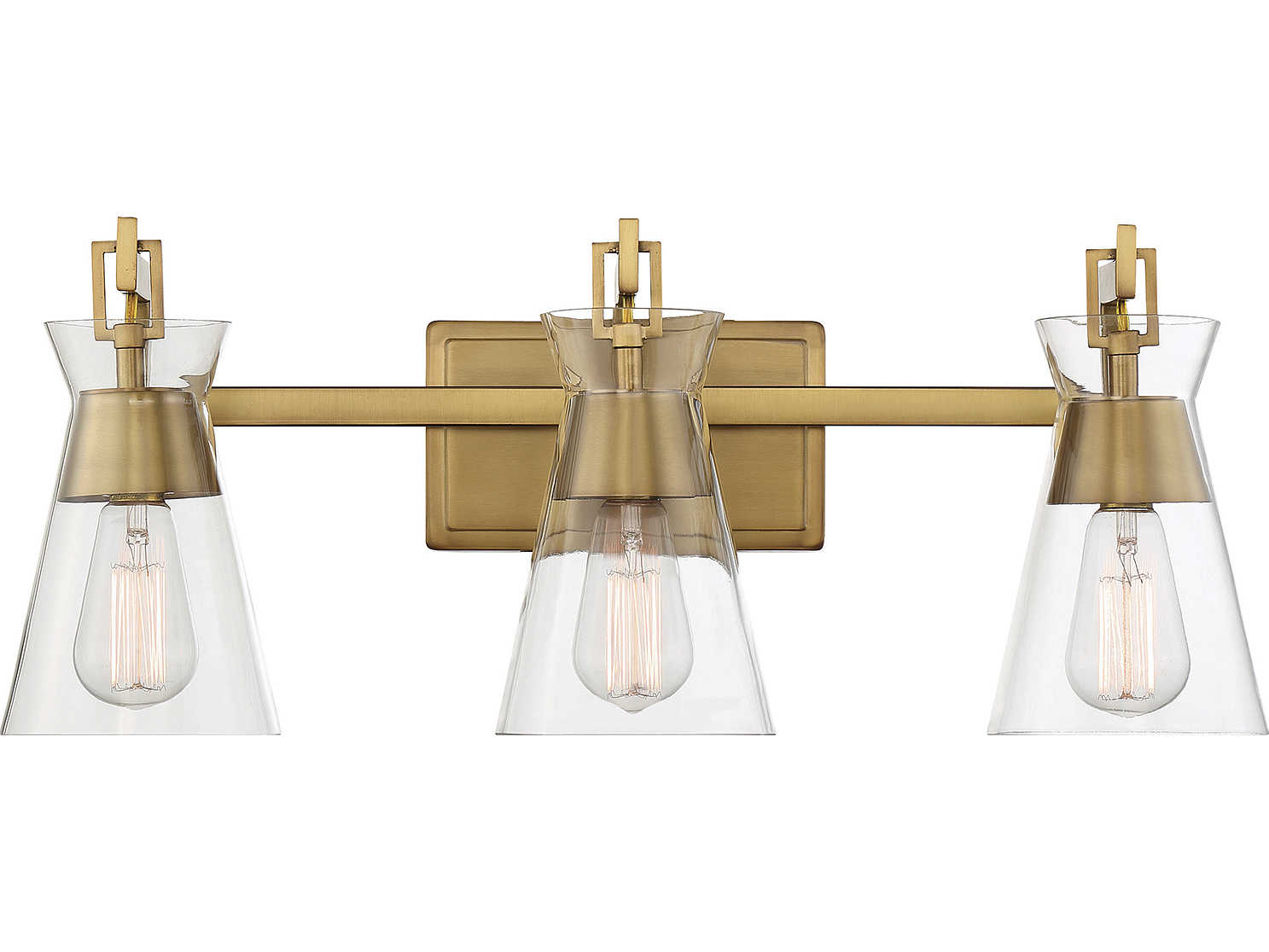 Savoy House Lakewood 3-Light Warm Brass Glass Vanity Light