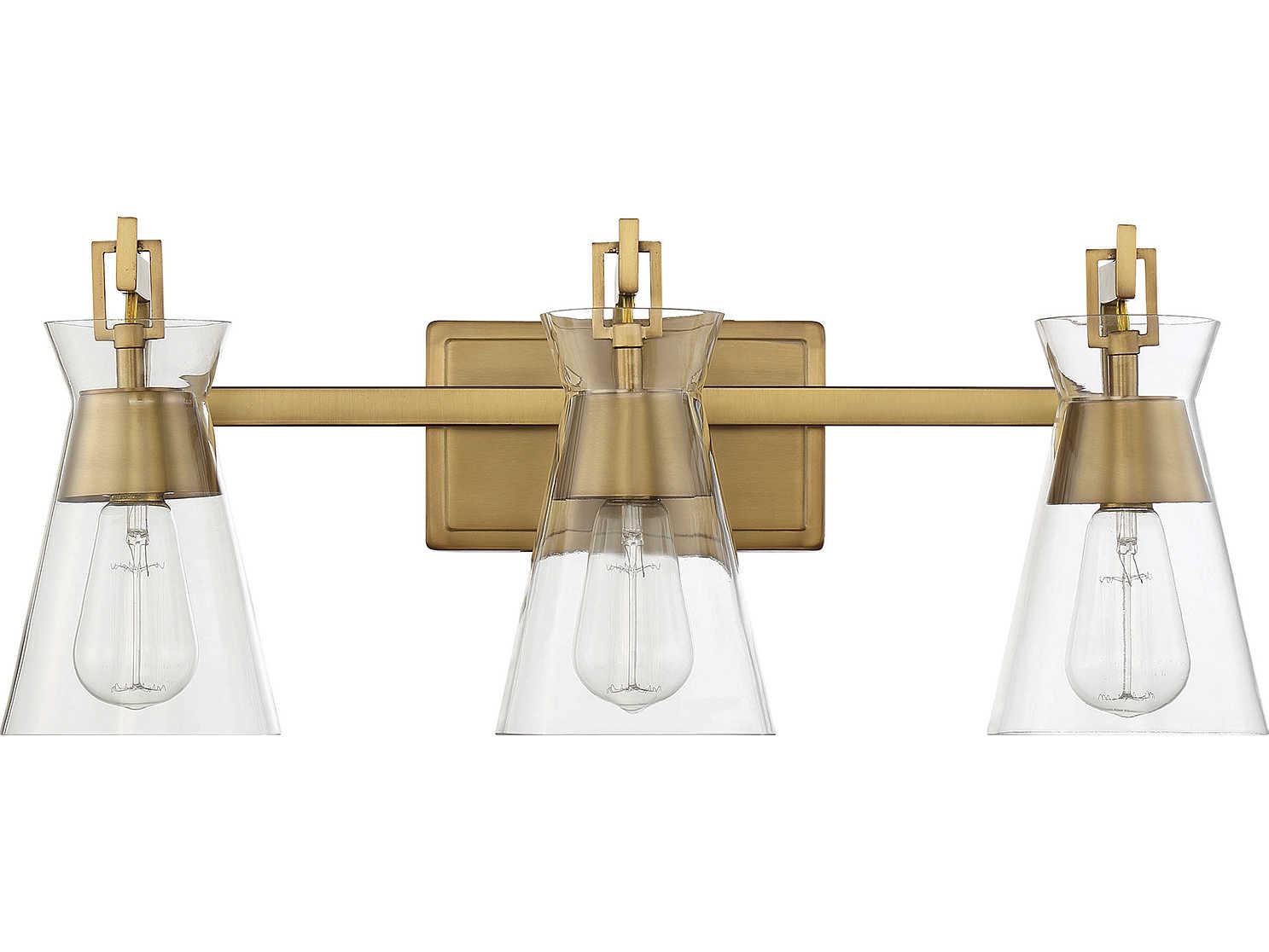 Savoy House Lakewood 3-Light Warm Brass Glass Vanity Light