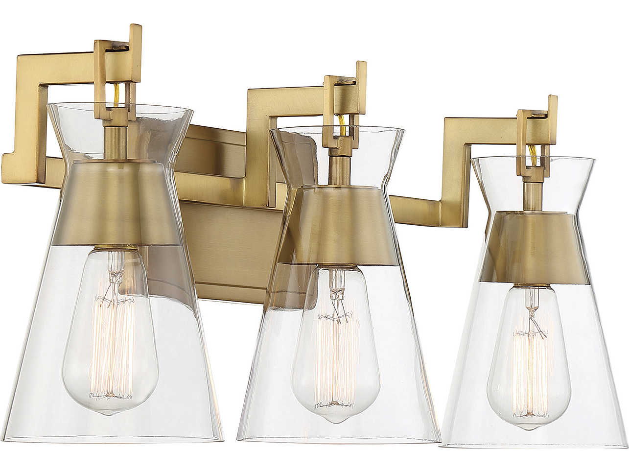 Savoy House Lakewood 3-Light Warm Brass Glass Vanity Light