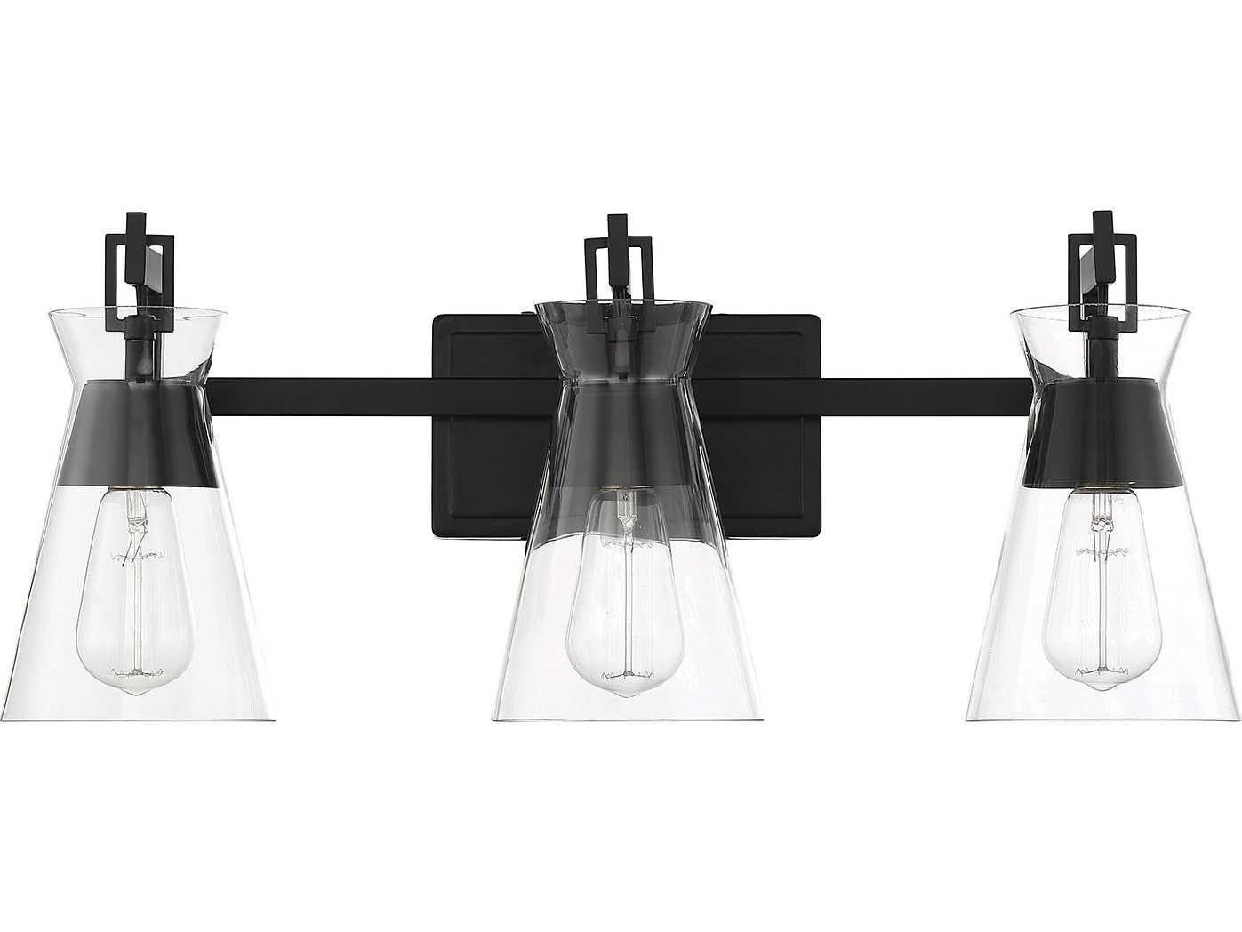 Savoy House Lakewood 3-Light Matte Black Glass Vanity Light