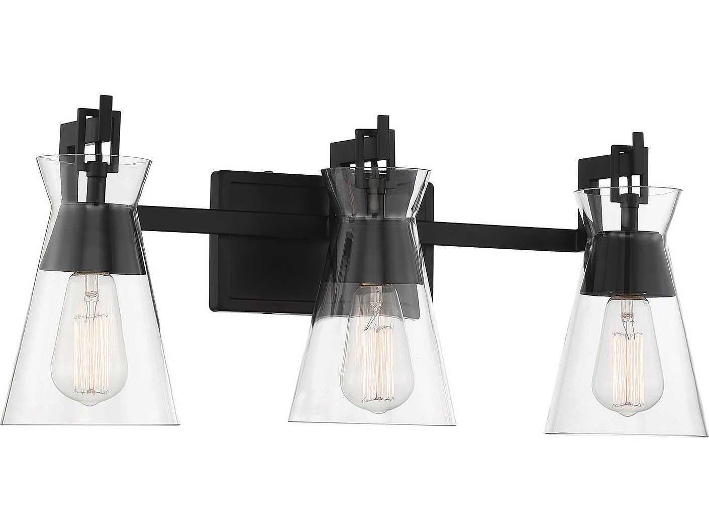 Savoy House Lakewood 3-Light Matte Black Glass Vanity Light