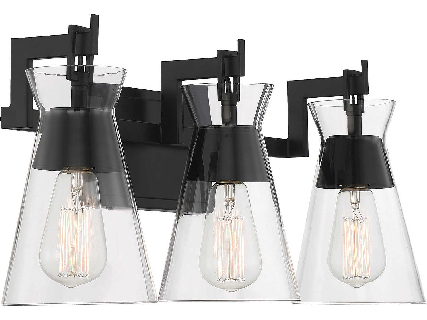 Savoy House Lakewood 3-Light Matte Black Glass Vanity Light