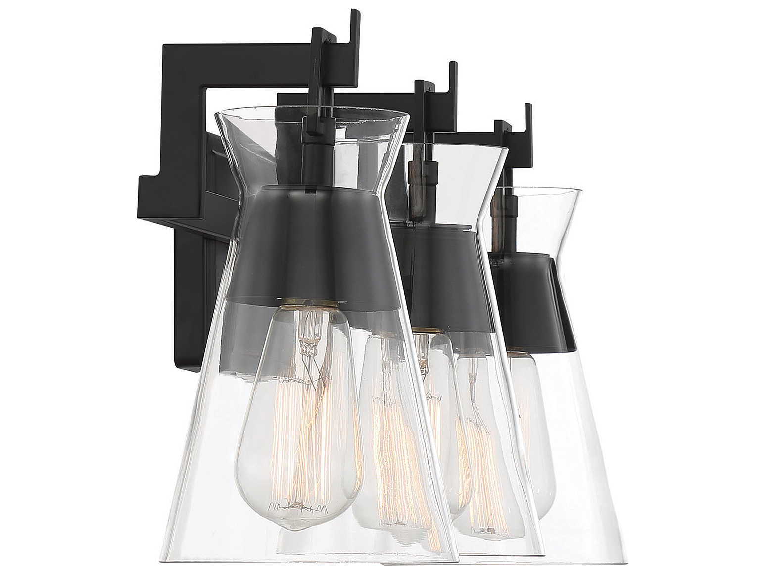 Savoy House Lakewood 3-Light Matte Black Glass Vanity Light