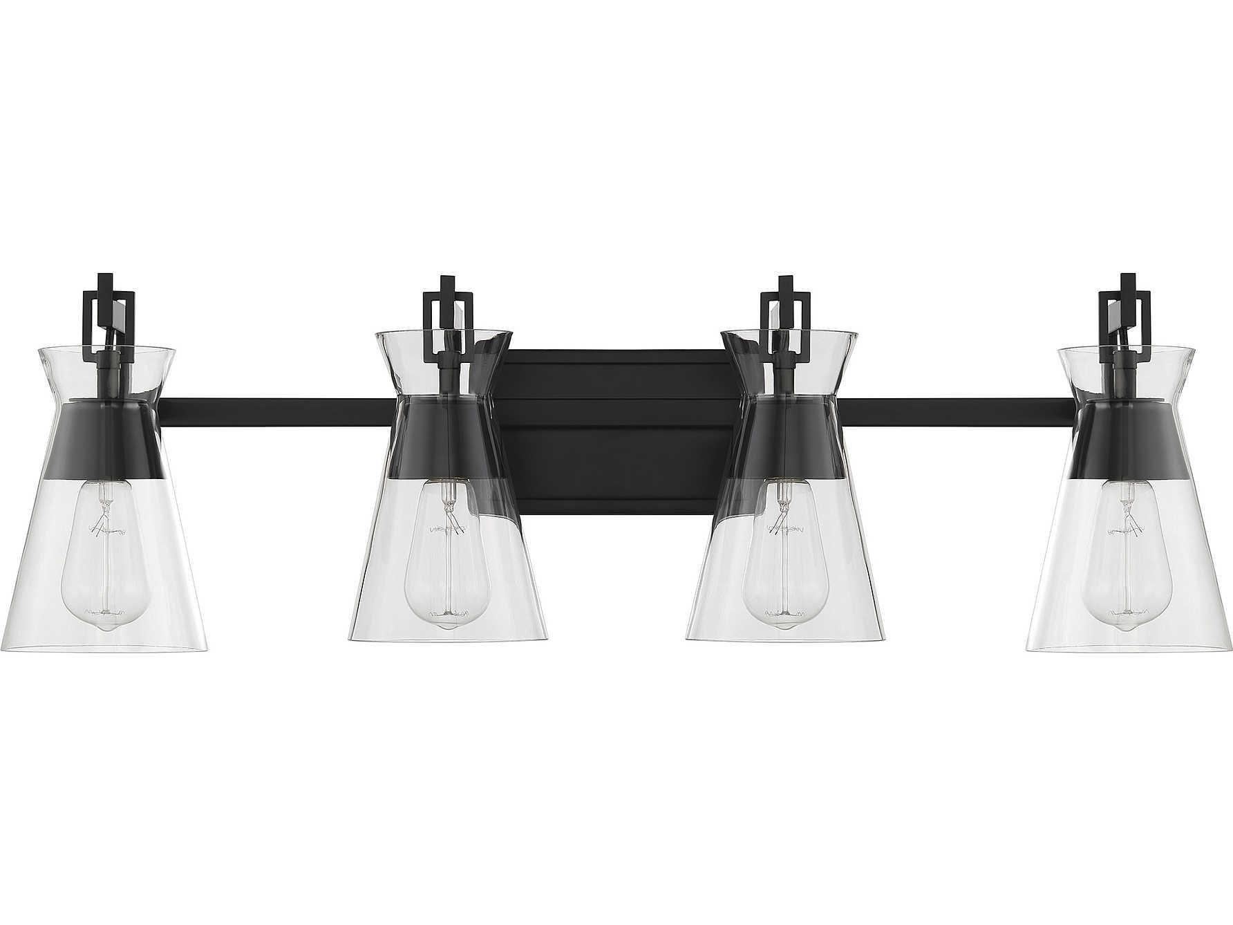 Savoy House Lakewood 4-Light Matte Black Glass Vanity Light