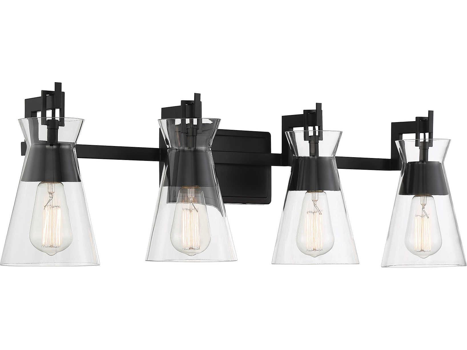 Savoy House Lakewood 4-Light Matte Black Glass Vanity Light