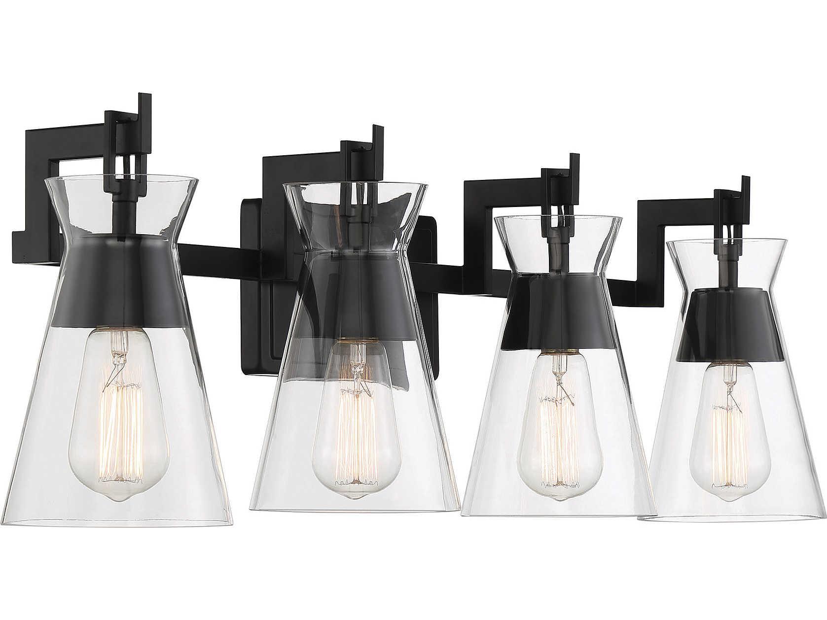 Savoy House Lakewood 4-Light Matte Black Glass Vanity Light
