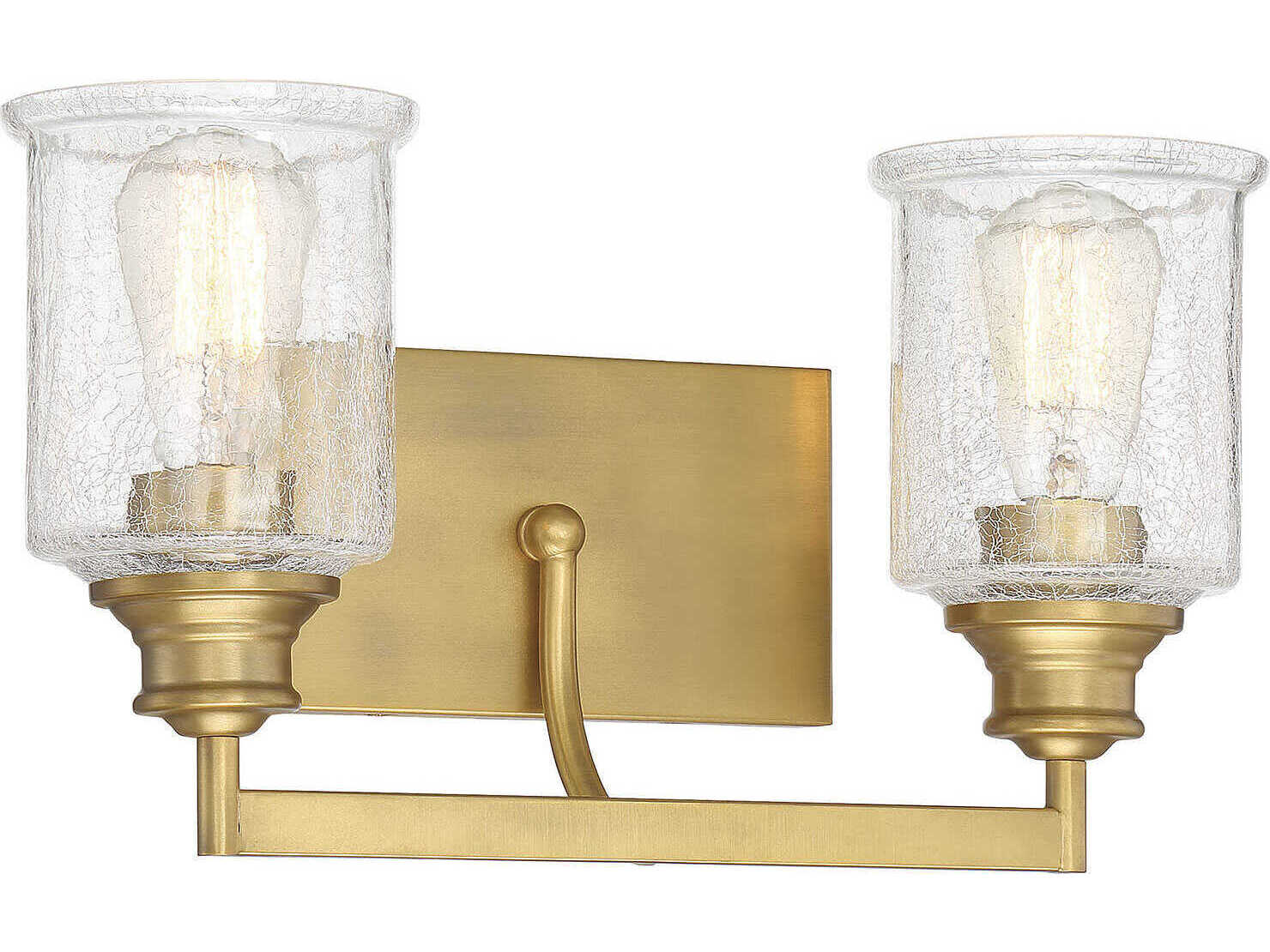 Savoy House Hampton 2-Light Warm Brass Glass Vanity Light