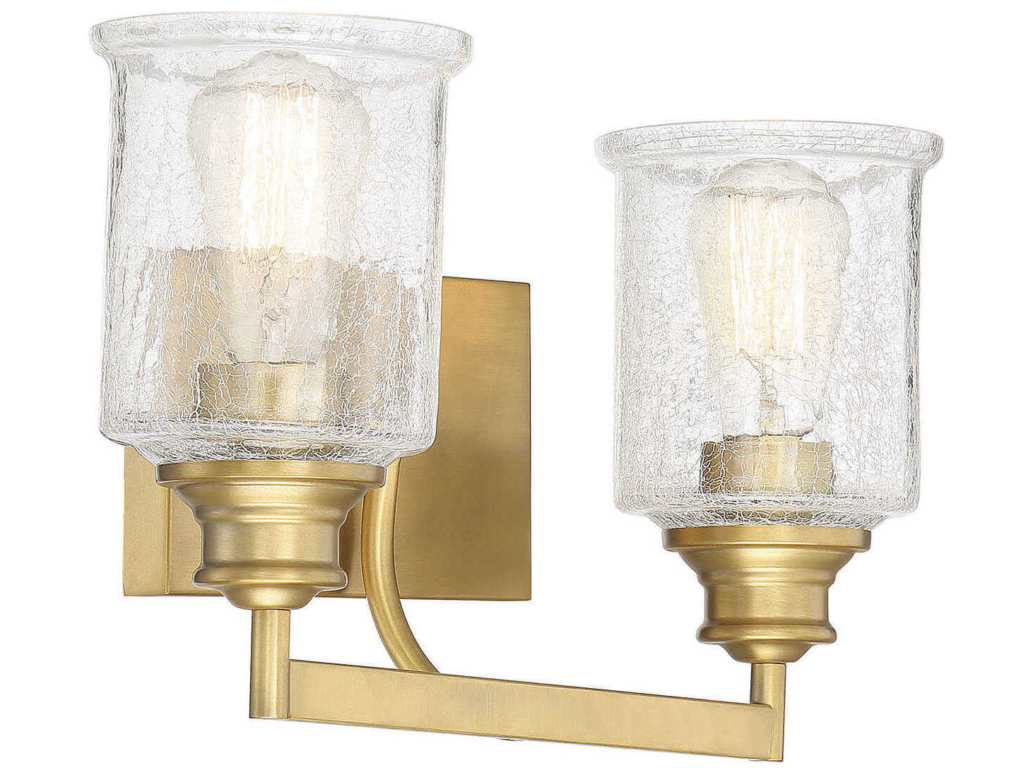 Savoy House Hampton 2-Light Warm Brass Glass Vanity Light