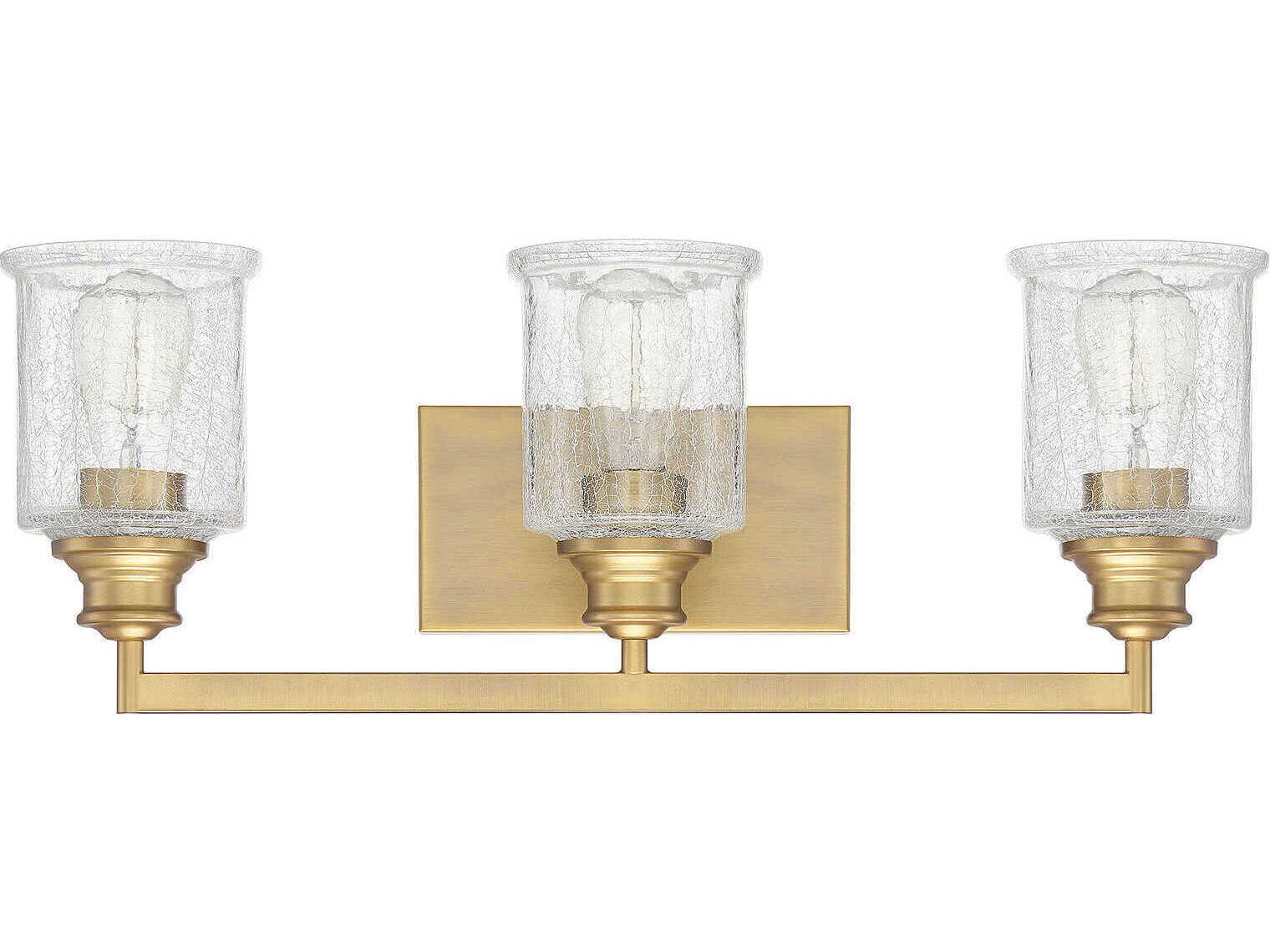 Savoy House Hampton 3-Light Warm Brass Glass Vanity Light