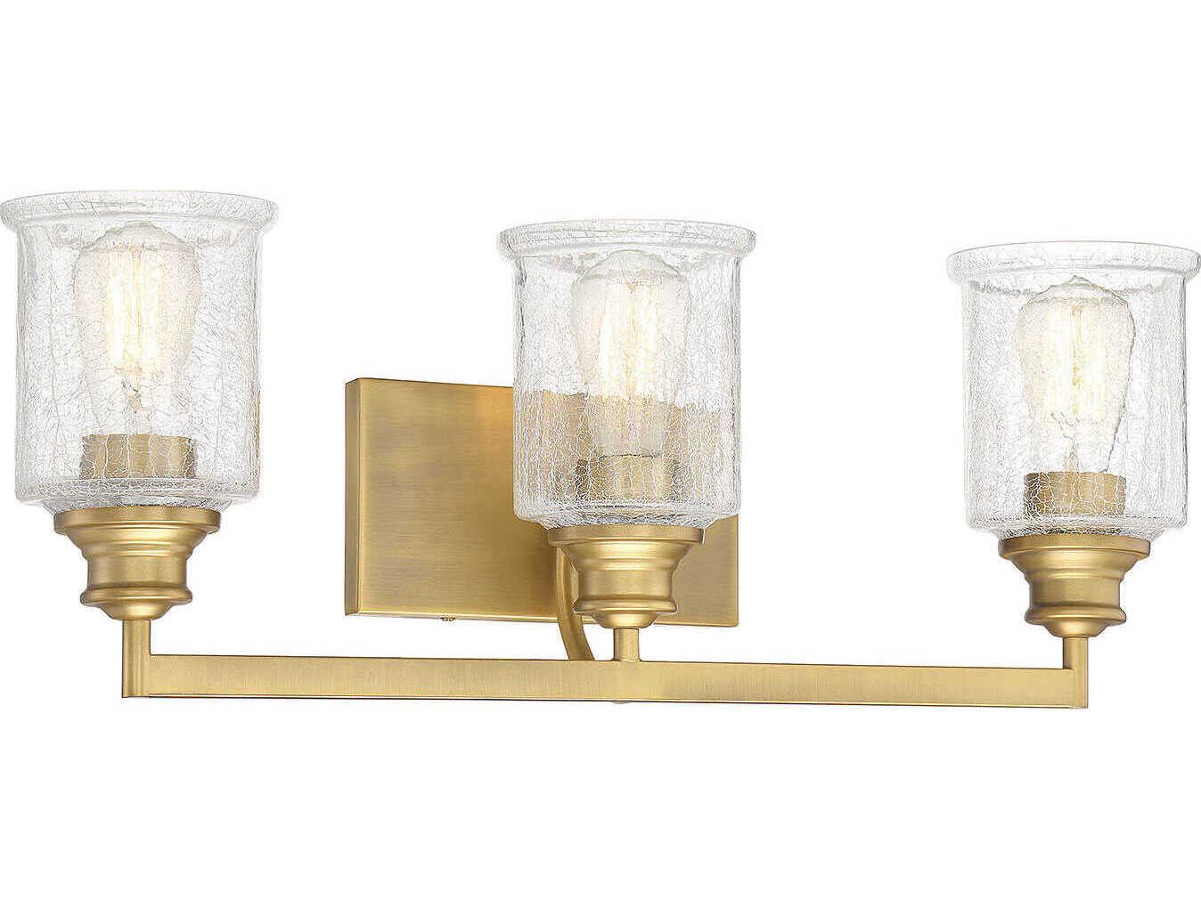 Savoy House Hampton 3-Light Warm Brass Glass Vanity Light