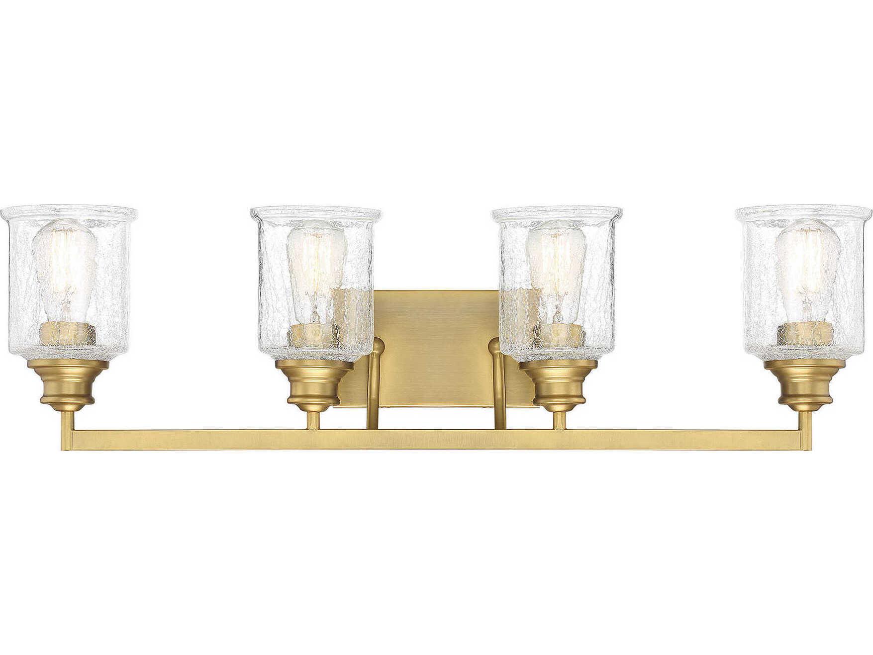 Savoy House Hampton 4-Light Warm Brass Glass Vanity Light