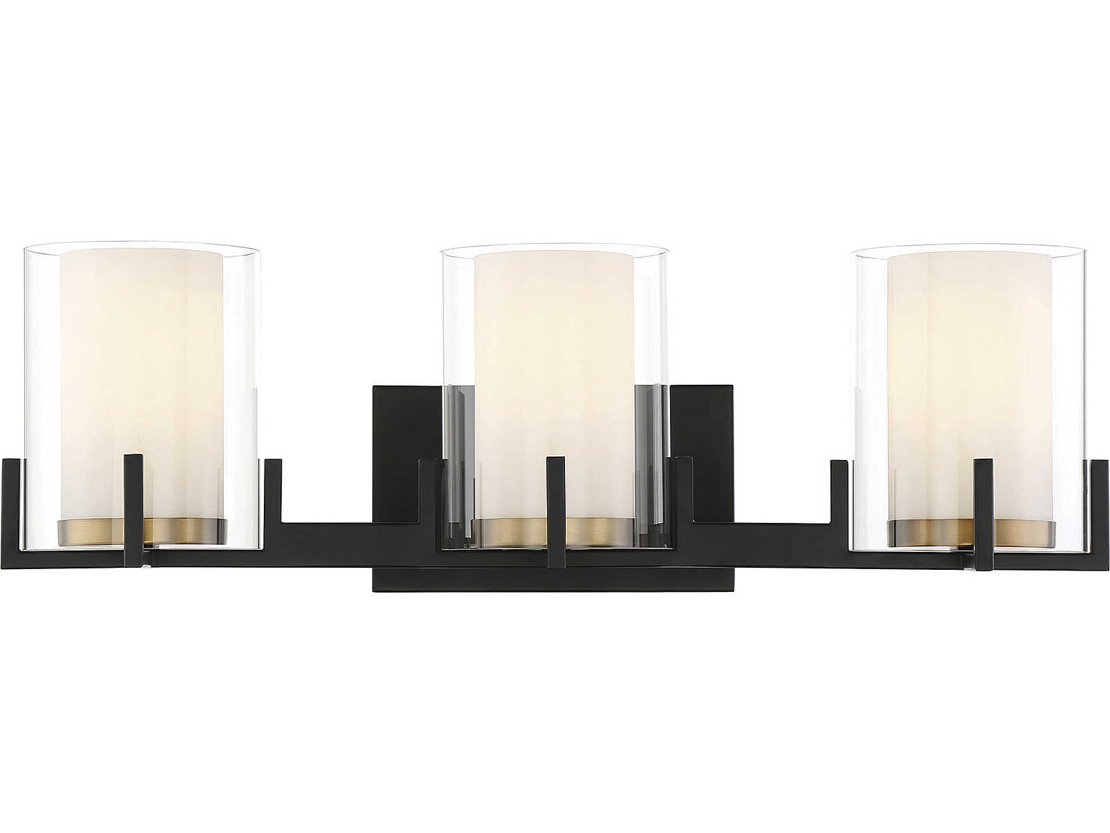 Savoy House Eaton 3-Light Matte Black Warm Brass Glass Vanity Light