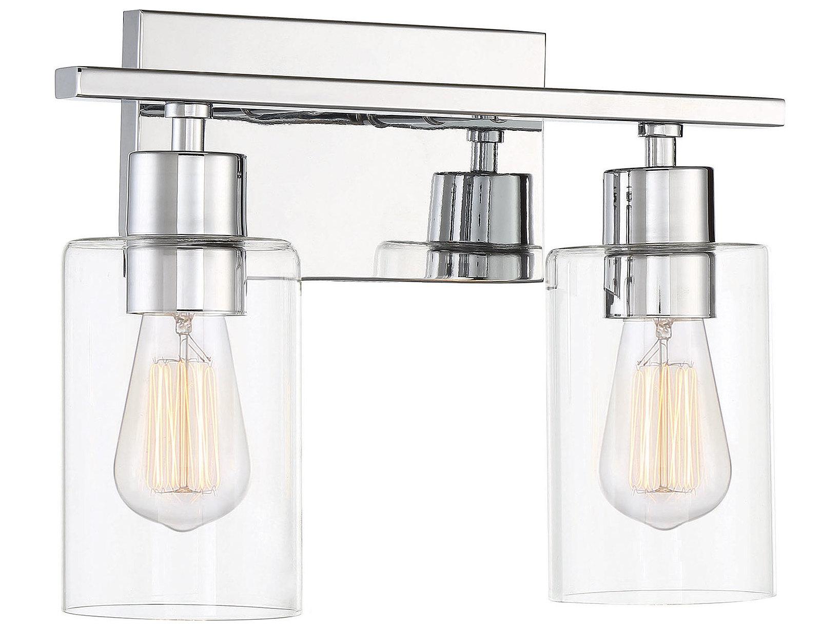 Savoy House Lambert 2-Light Polished Chrome Glass Vanity Light