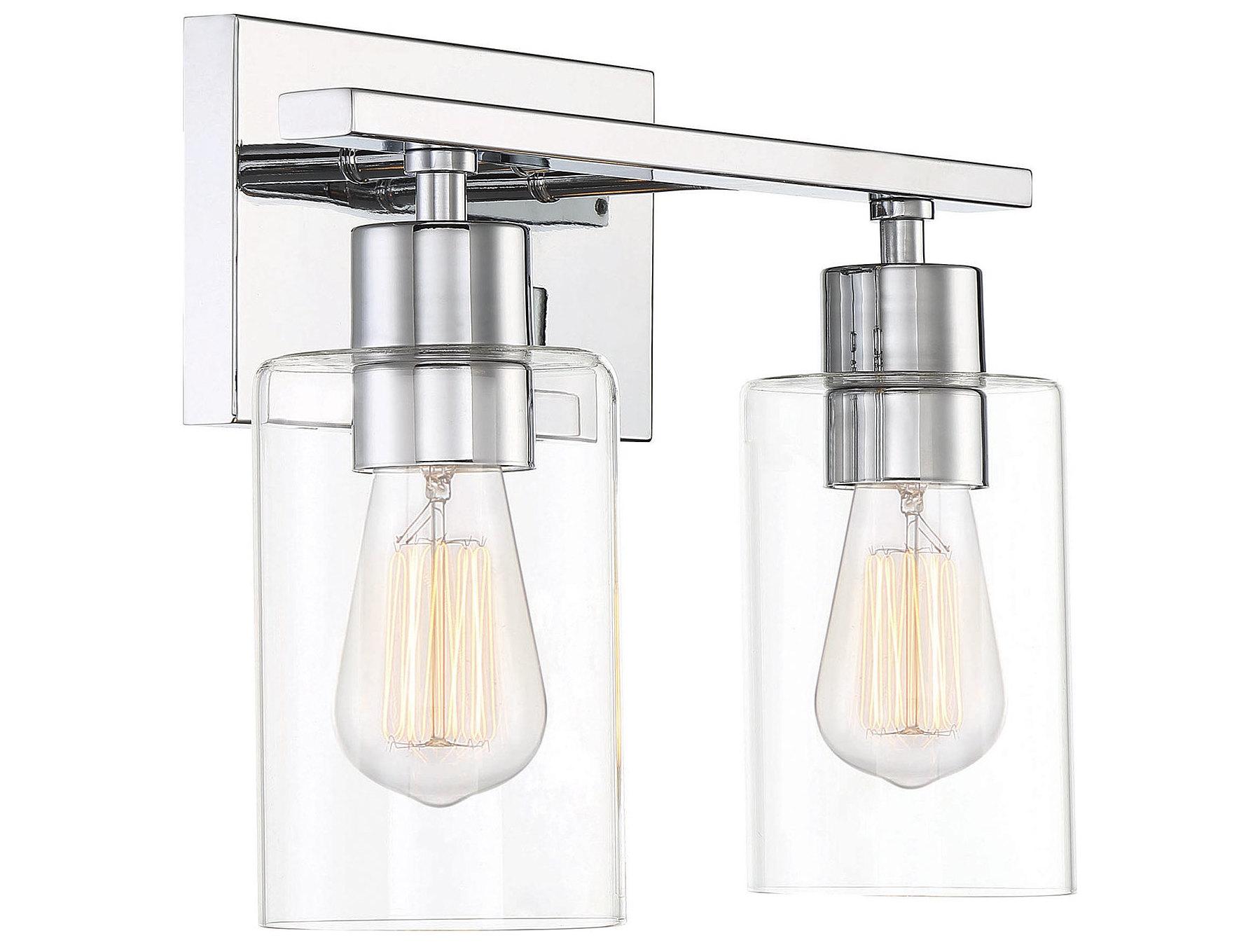 Savoy House Lambert 2-Light Polished Chrome Glass Vanity Light