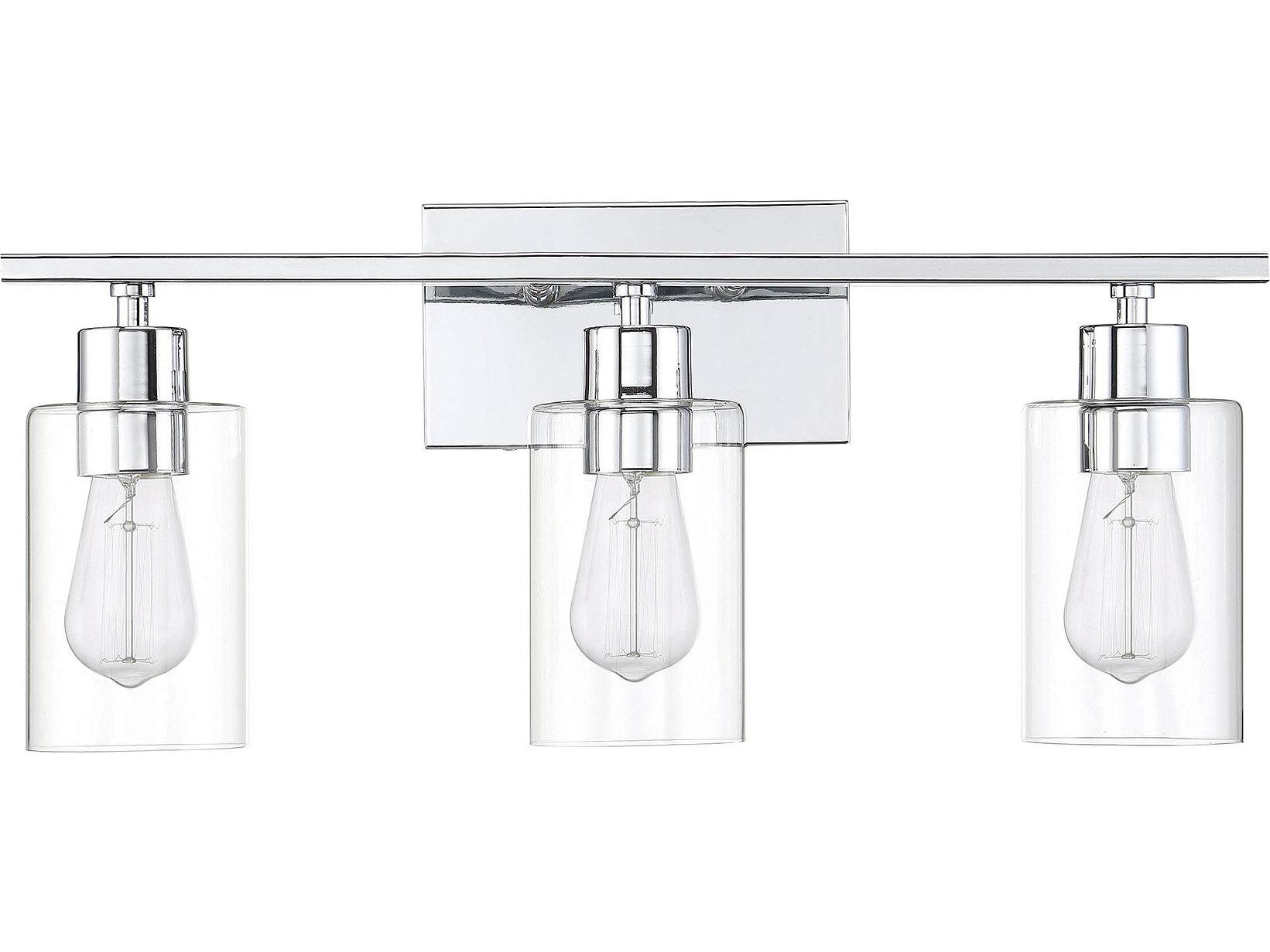 Savoy House Lambert 3-Light Polished Chrome Glass Vanity Light