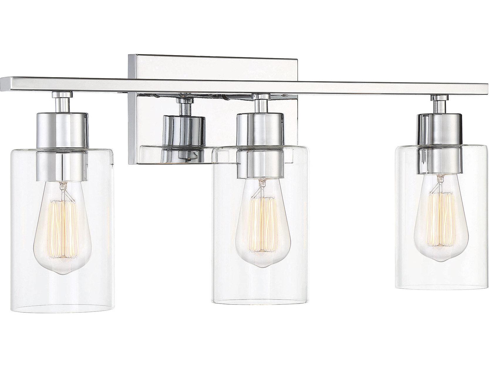 Savoy House Lambert 3-Light Polished Chrome Glass Vanity Light