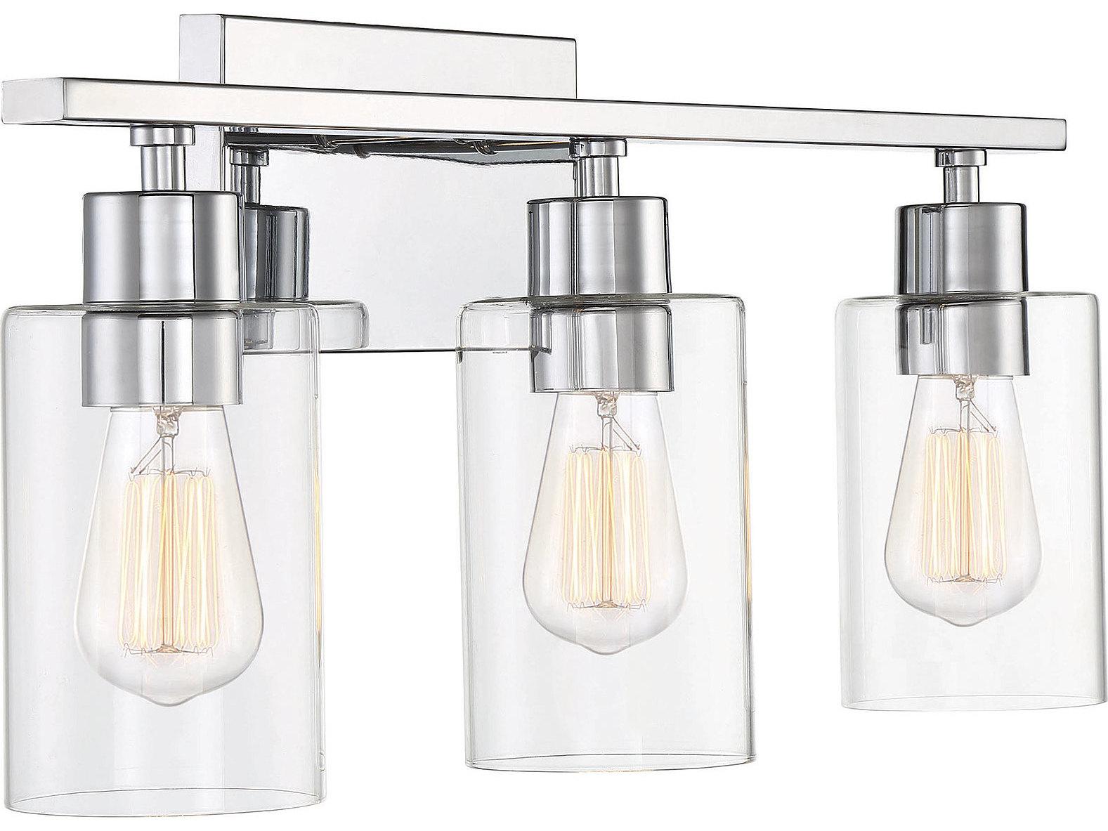 Savoy House Lambert 3-Light Polished Chrome Glass Vanity Light