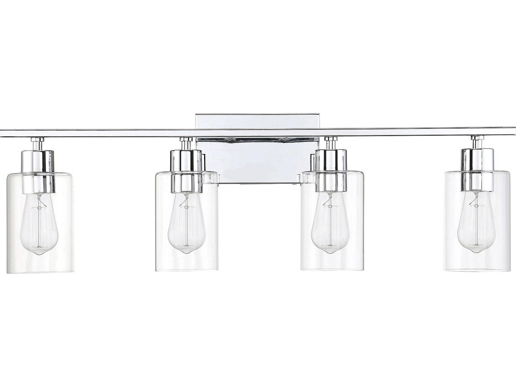 Savoy House Lambert 4-Light Polished Chrome Glass Vanity Light
