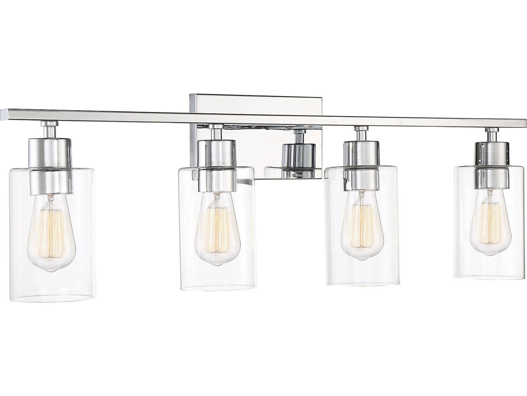 Savoy House Lambert 4-Light Polished Chrome Glass Vanity Light