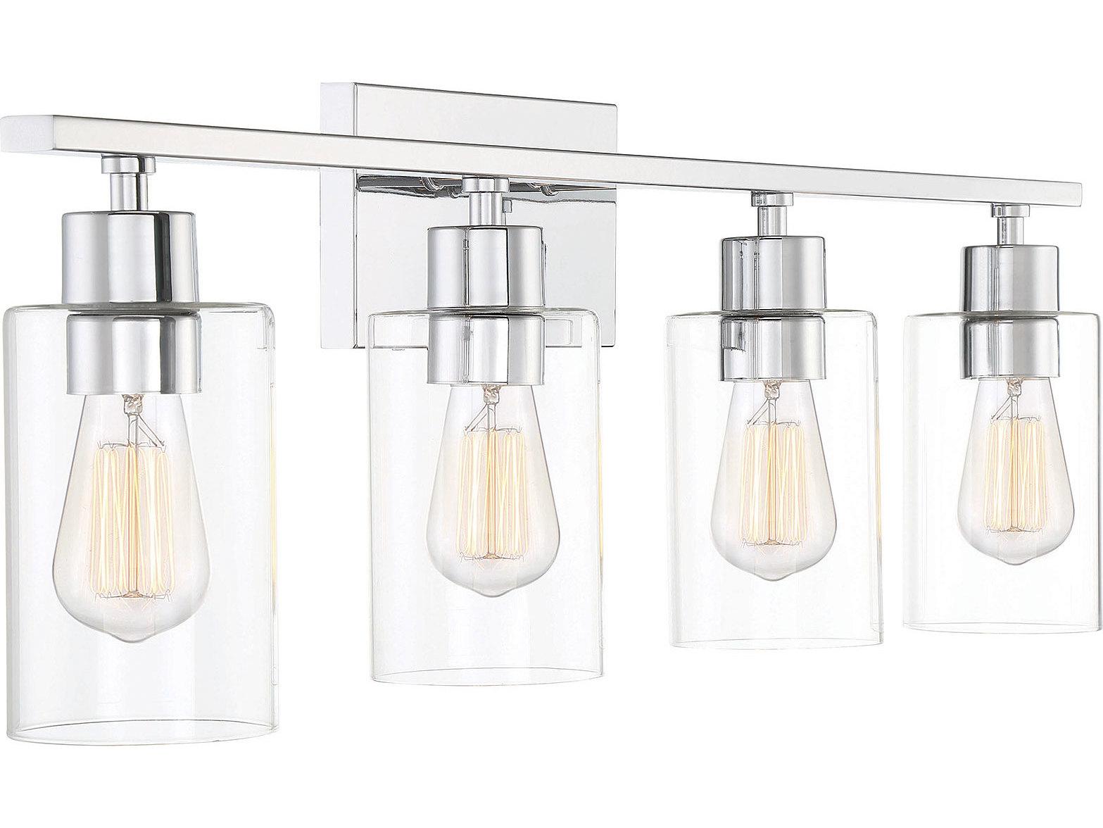 Savoy House Lambert 4-Light Polished Chrome Glass Vanity Light