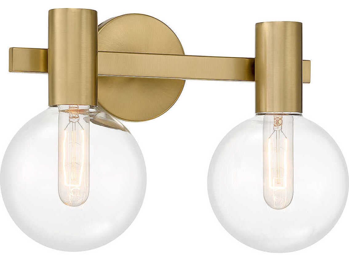 Savoy House Wright 2-Light Warm Brass Glass Vanity Light