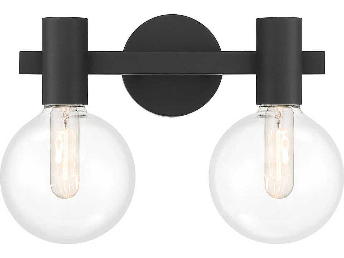 Savoy House Wright 2-Light Matte Black Glass Vanity Light