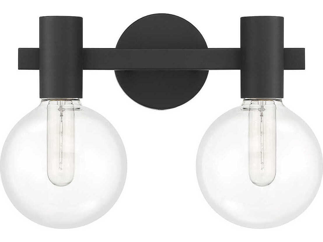 Savoy House Wright 2-Light Matte Black Glass Vanity Light