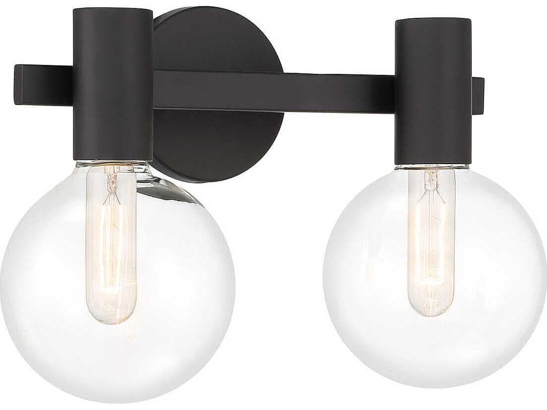 Savoy House Wright 2-Light Matte Black Glass Vanity Light