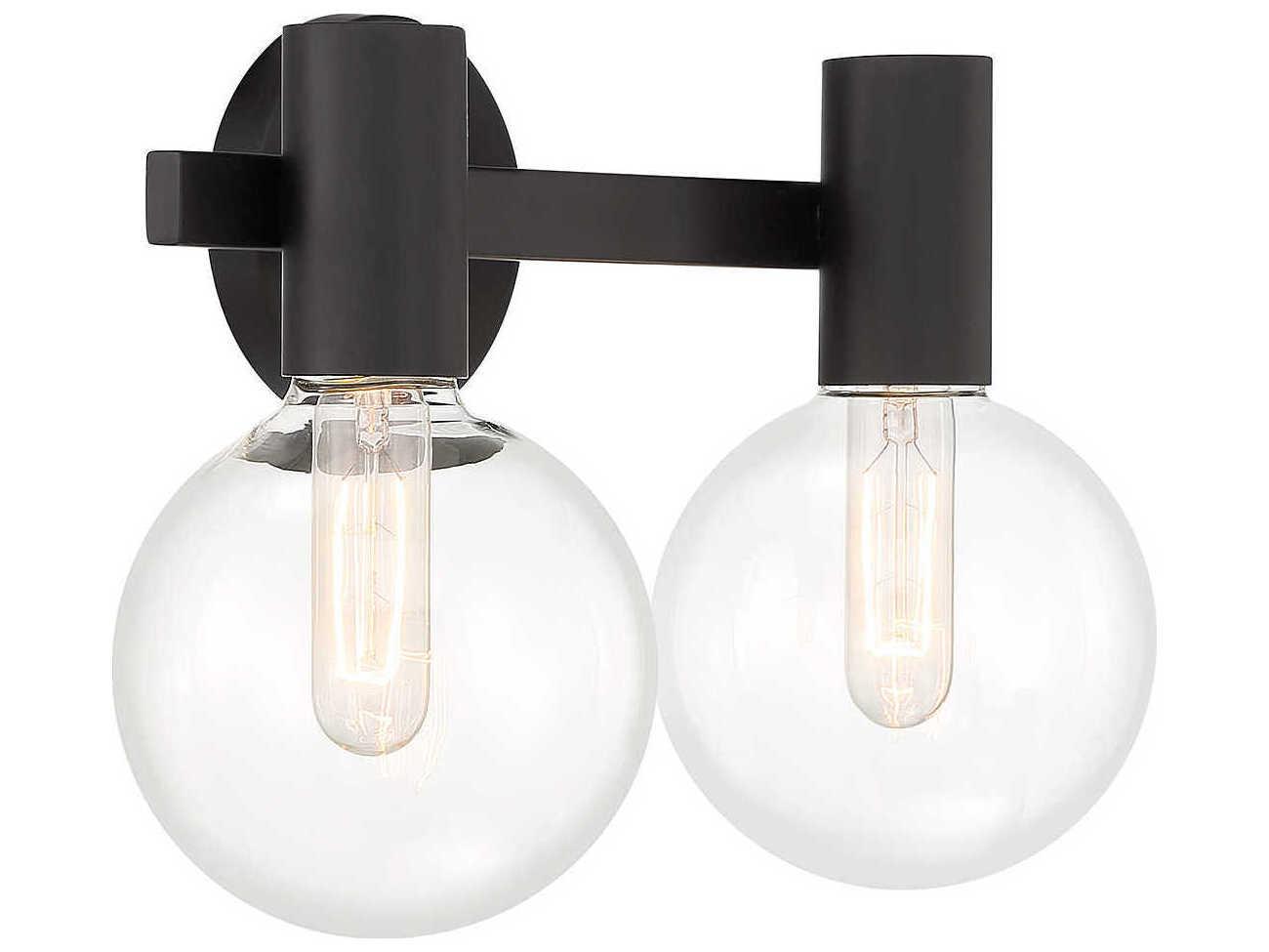 Savoy House Wright 2-Light Matte Black Glass Vanity Light