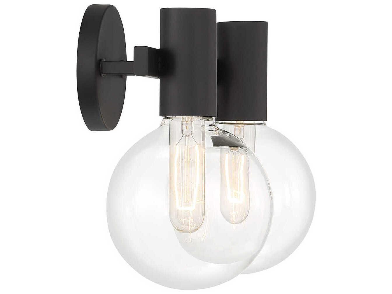 Savoy House Wright 2-Light Matte Black Glass Vanity Light