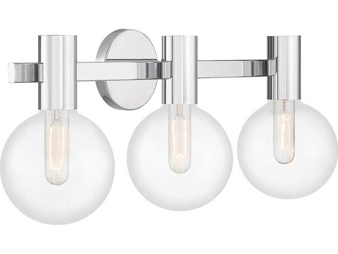 Savoy House Wright 3-Light Chrome Glass Vanity Light