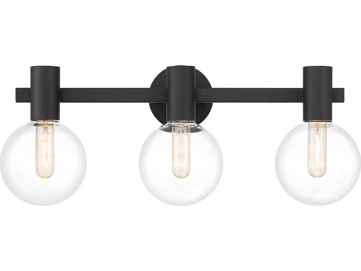 Savoy House Wright 3-Light Matte Black Glass Vanity Light