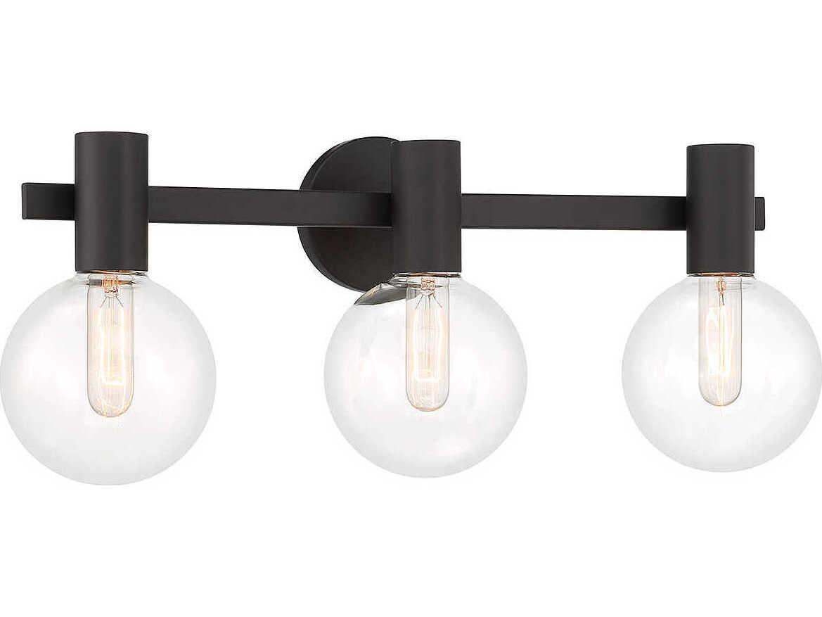 Savoy House Wright 3-Light Matte Black Glass Vanity Light