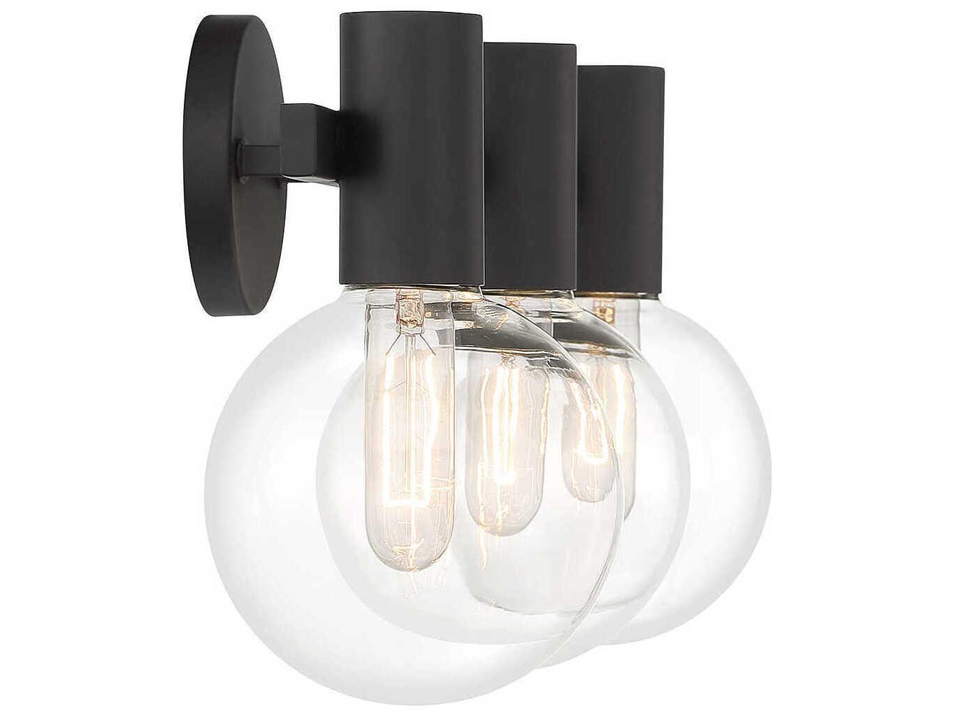 Savoy House Wright 3-Light Matte Black Glass Vanity Light