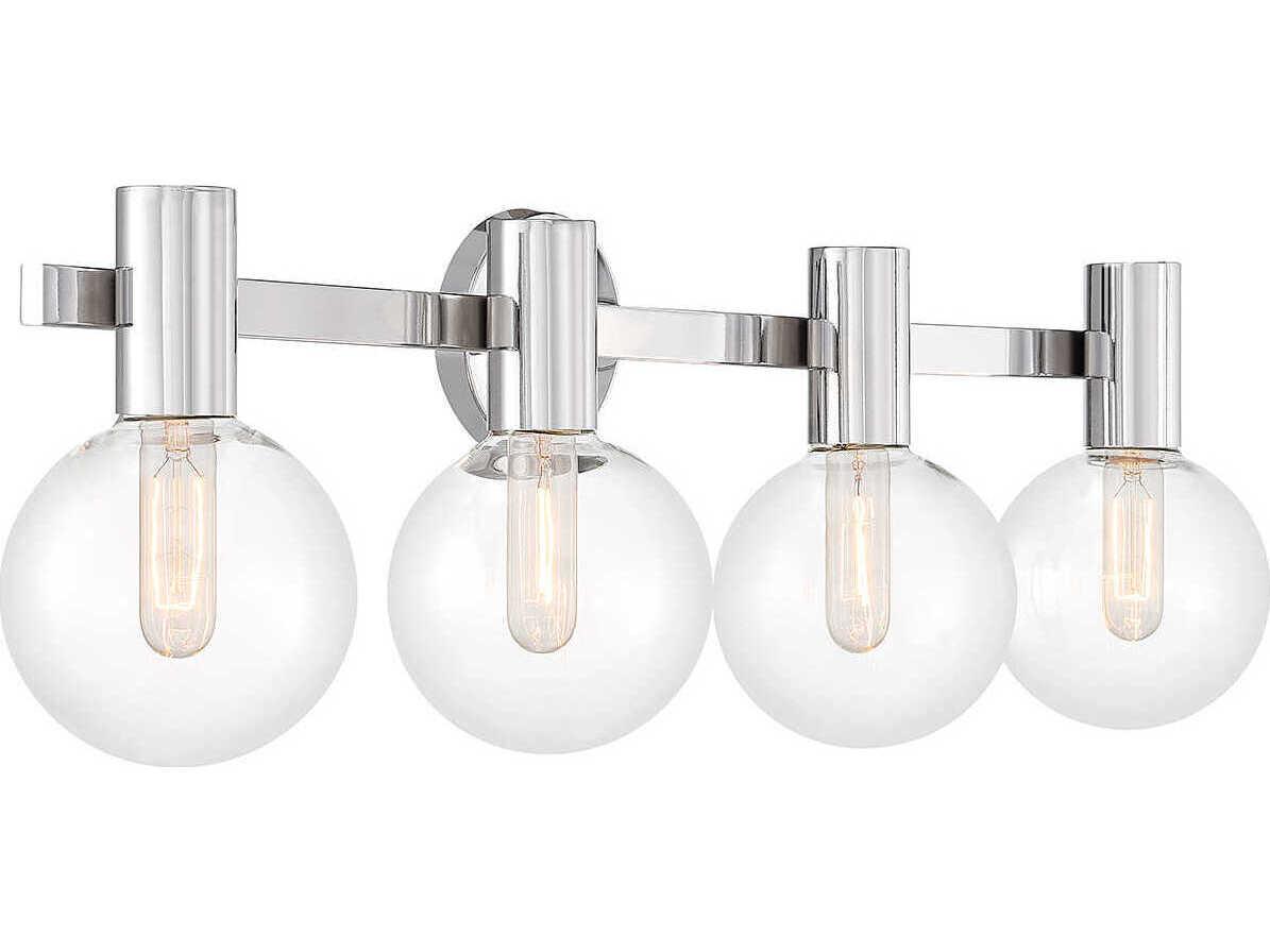 Savoy House Wright 4-Light Chrome Glass Vanity Light